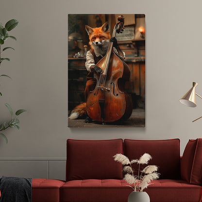 Fox Playing Double Bass Canvas Prints Artesty