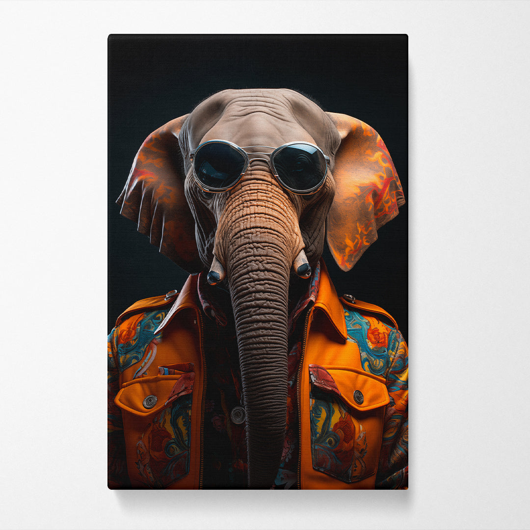 Stylish Elephant with Sunglasses Canvas Prints Artesty   