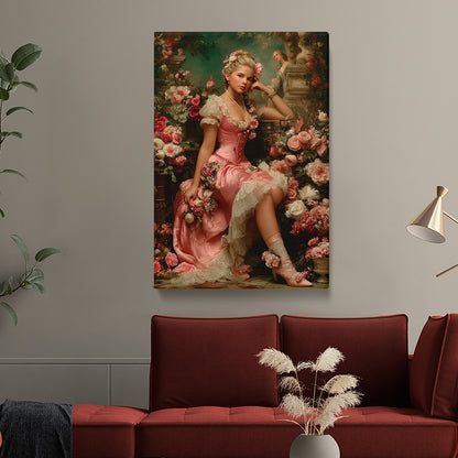 Vintage Noblewoman in Pink Gown Canvas