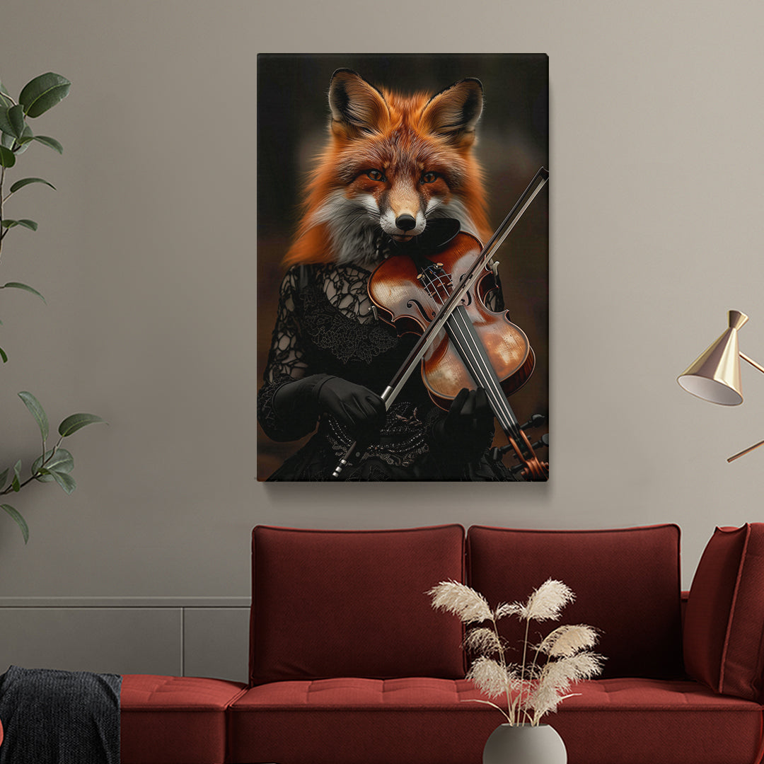 Fox Playing Violin Canvas Prints Artesty 1 Panel 16"x24"