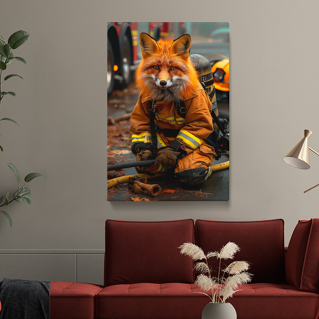Firefighter Fox Canvas Prints Artesty