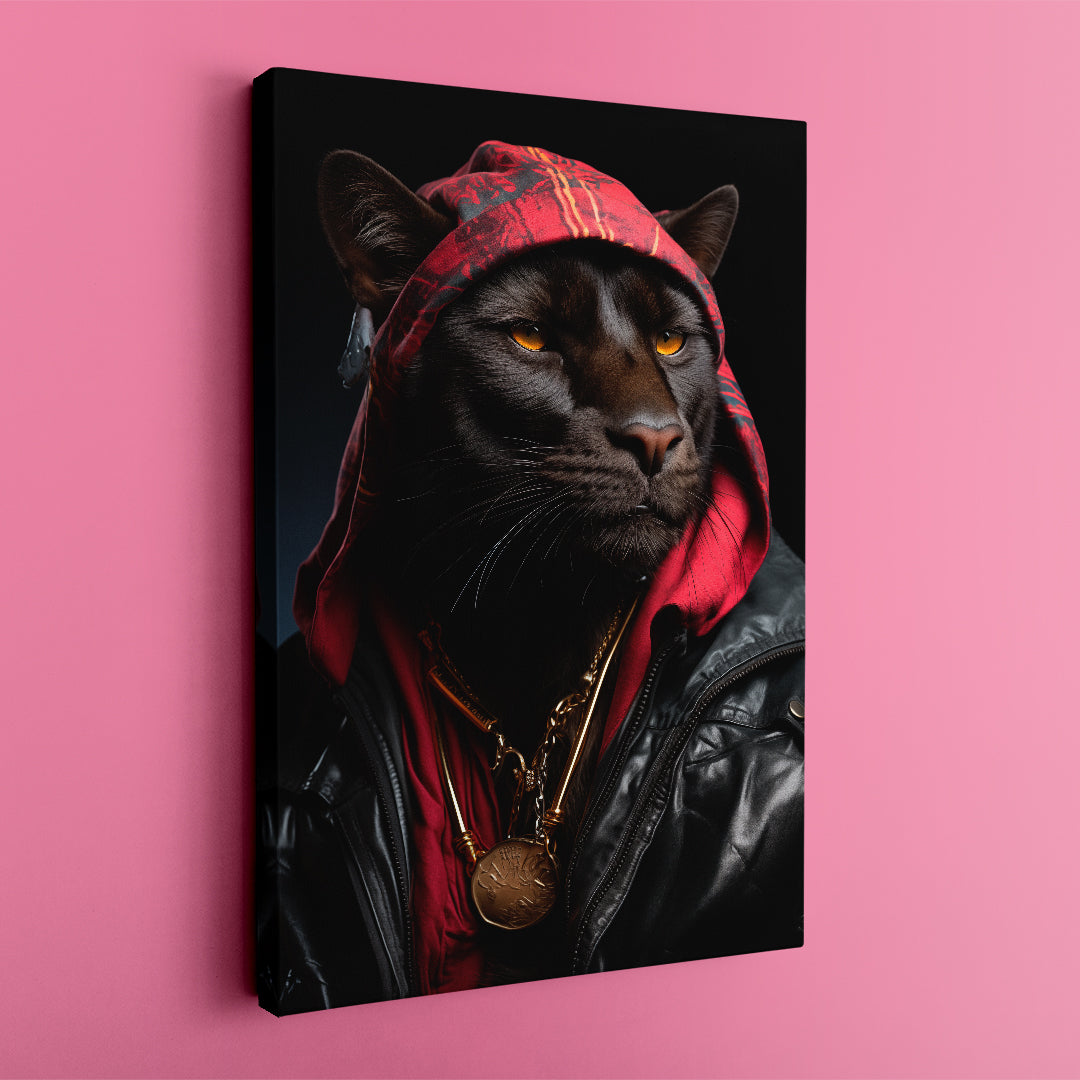 Hip-Hop Style Panther in Hoodie Canvas Prints Artesty