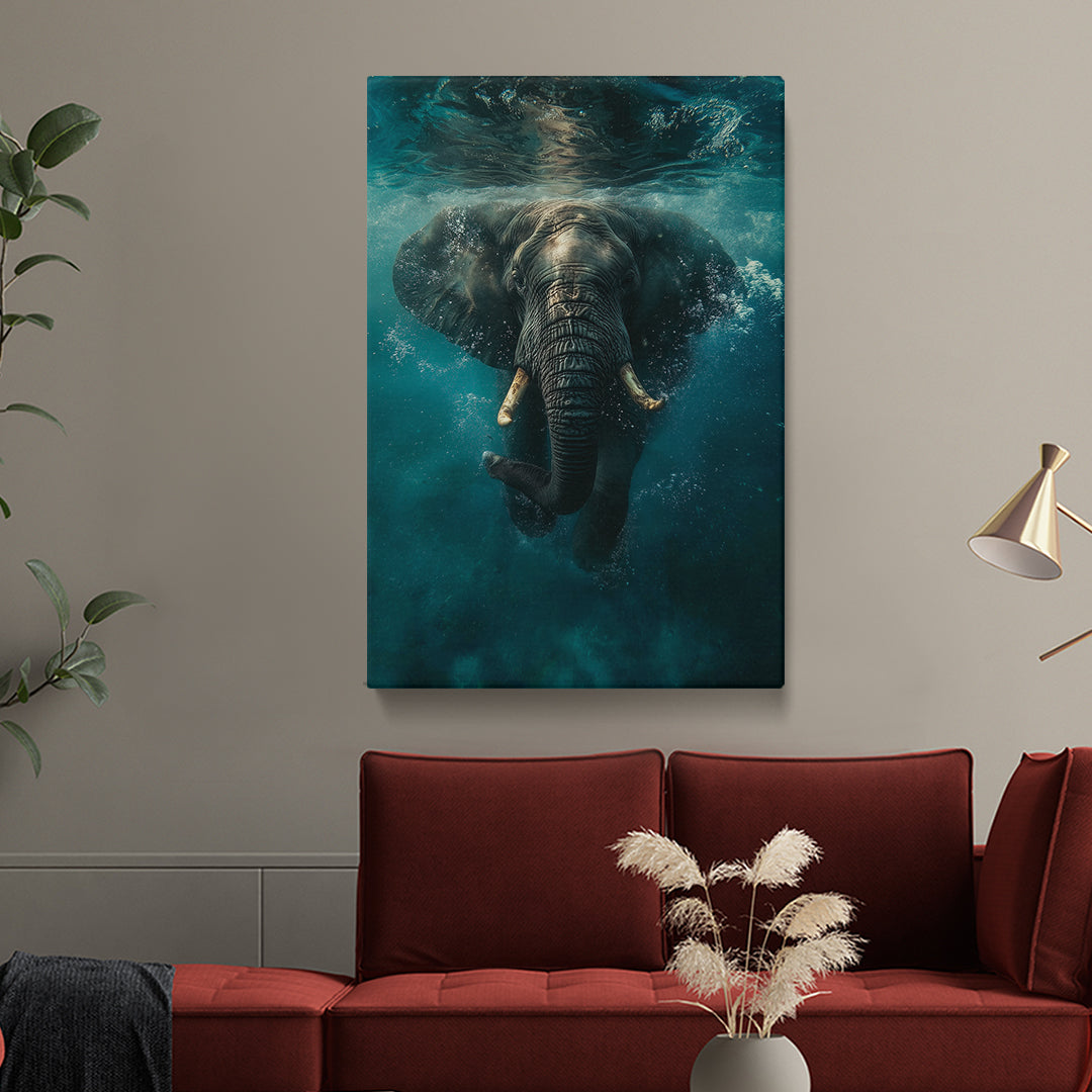 Majestic Elephant Swimming Underwater Canvas Prints Artesty 1 Panel 16"x24"