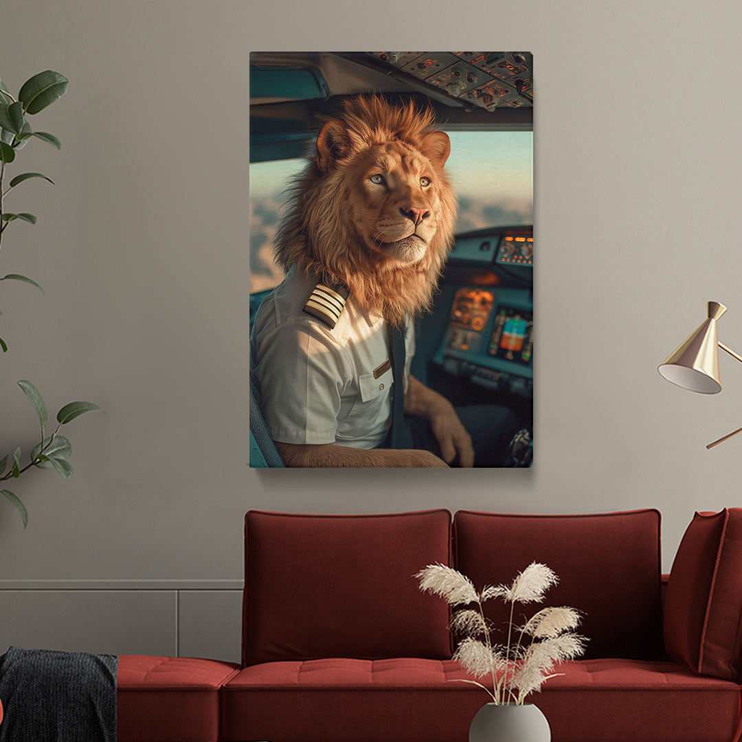 Lion Pilot Canvas Prints Artesty 1 Panel 16"x24"