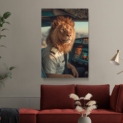 Lion Pilot Canvas Prints Artesty 1 Panel 16"x24"