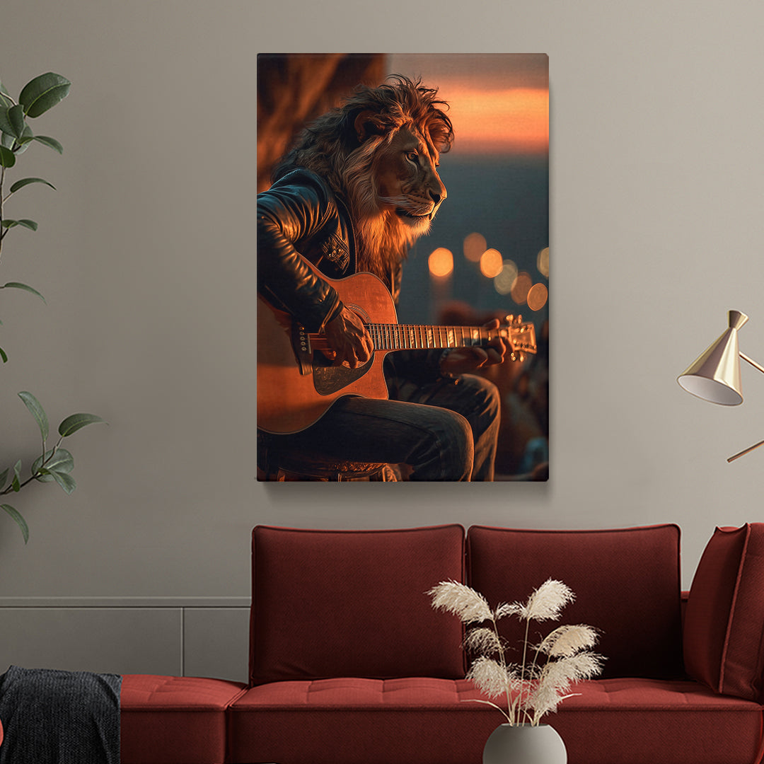 Lion Guitarist Canvas Prints Artesty 1 Panel 16"x24"