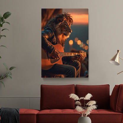Lion Guitarist Canvas Prints Artesty 1 Panel 16"x24"