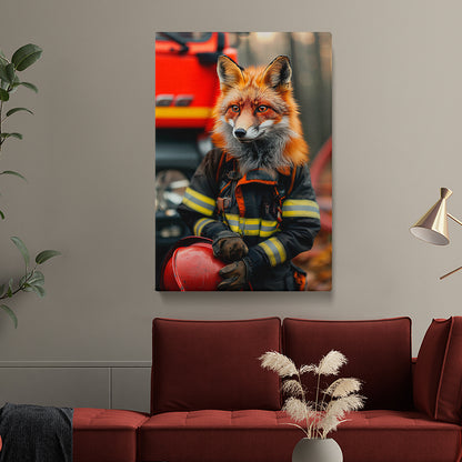 Firefighter Fox Portrait Canvas Prints Artesty