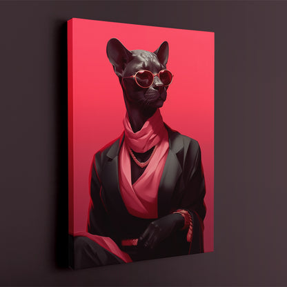 Black Cat in Elegant Outfit Canvas Prints Artesty
