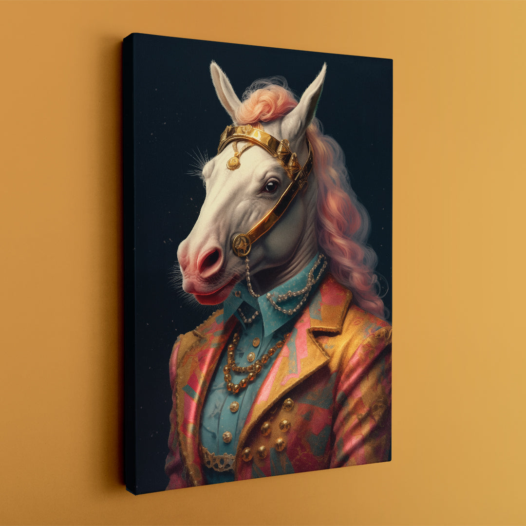 Horse in Colorful Regal Suit Canvas Prints Artesty