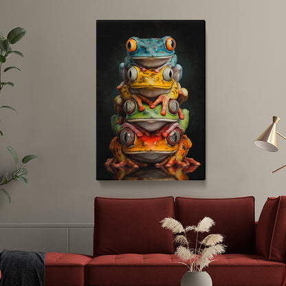 Stacked Colorful Frogs Canvas Prints Artesty