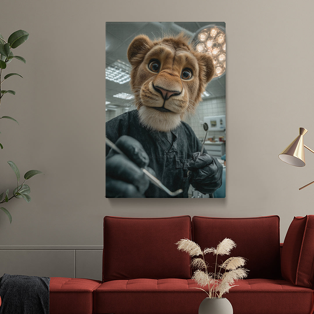 Lion Dentist Canvas Prints Artesty 1 Panel 16"x24"