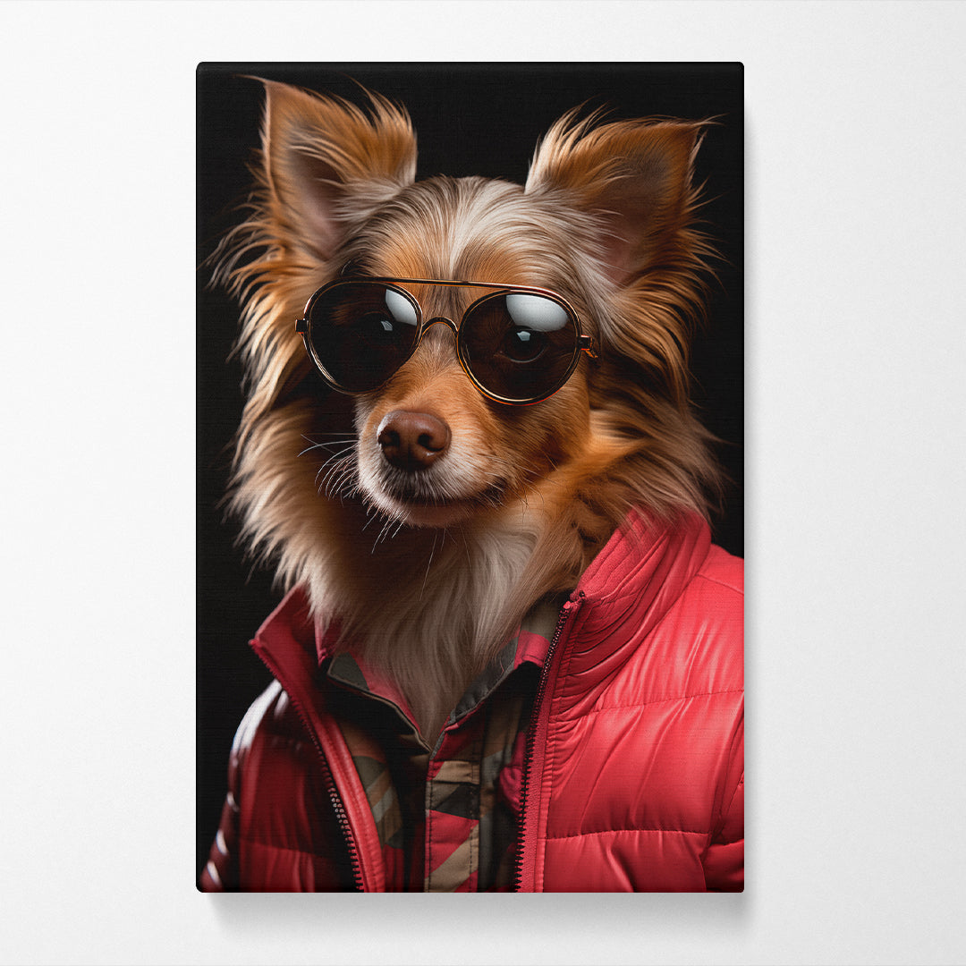 Stylish Dog in Sunglasses and Jacket Canvas Prints Artesty   