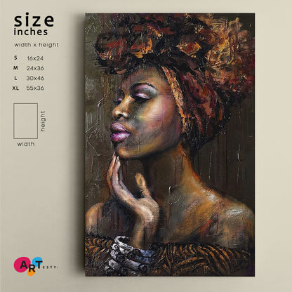 BLACK BEAUTY Breathtaking Stunning Beautiful African Women Fantastic African American Art - Vertical African Style Canvas Print Artesty   