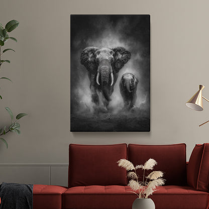 Black and White Elephants Canvas Prints Artesty 1 Panel 16"x24"