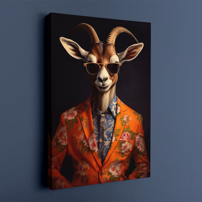 Trendy Gazelle in Blazer and Sunglasses Canvas Prints Artesty