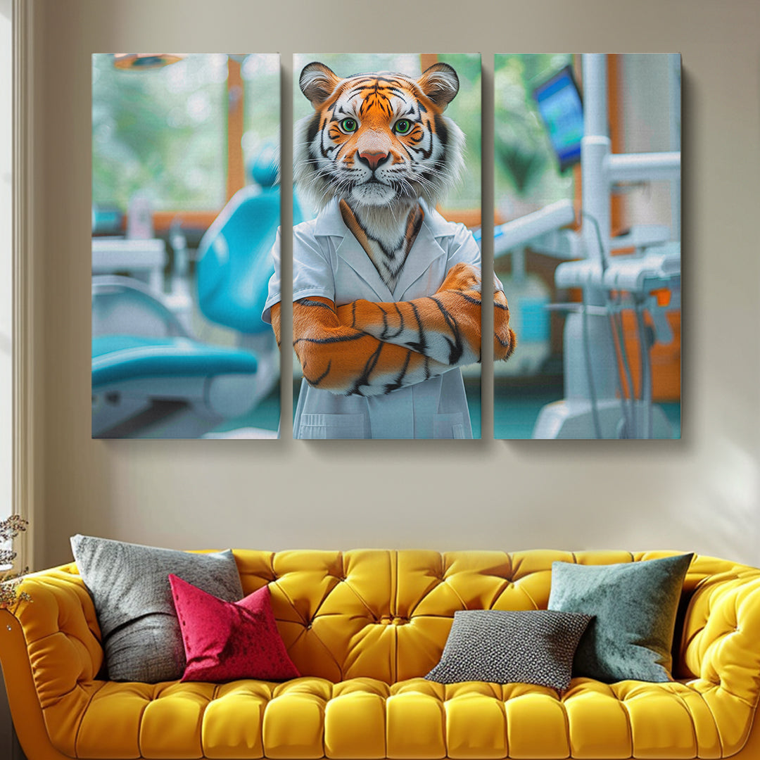 Tiger Dentist Animals Canvas Print Artesty