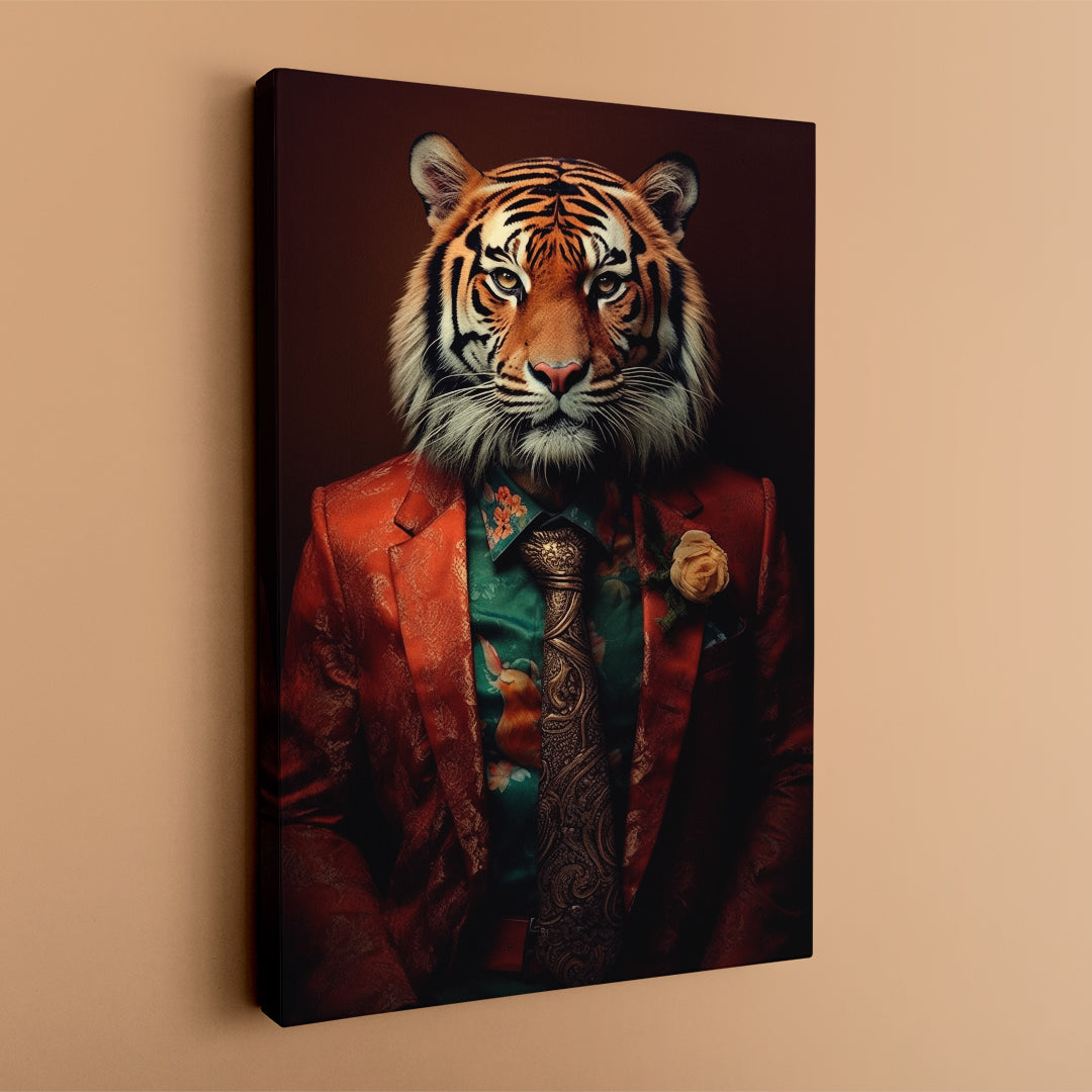 Charming Tiger Gentleman for Office Canvas Prints Artesty 1 Panel 35"x55" 