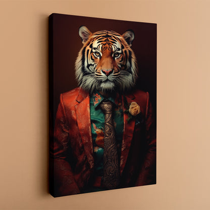 Charming Tiger Gentleman for Office Canvas Prints Artesty 1 Panel 35"x55" 