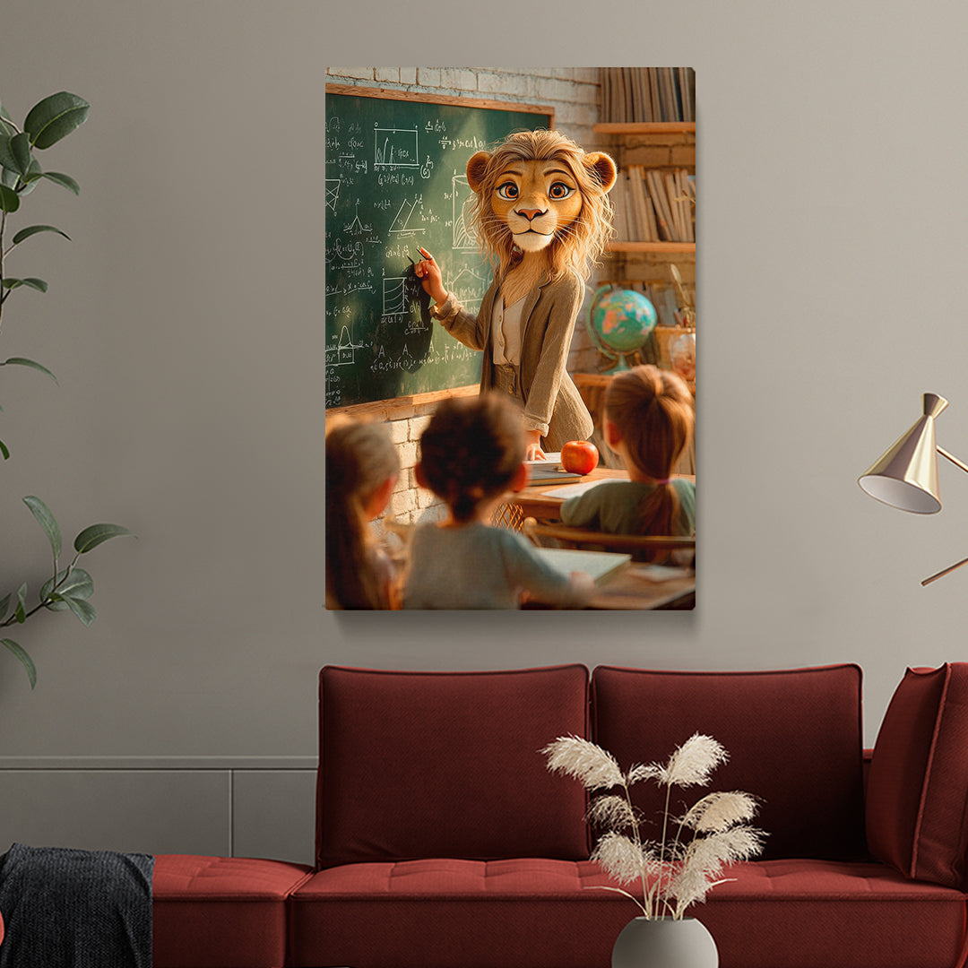 Lion Teacher in Classroom Canvas Prints Artesty