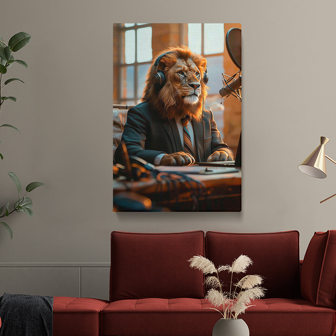 Lion Journalist in Suit Canvas Prints Artesty