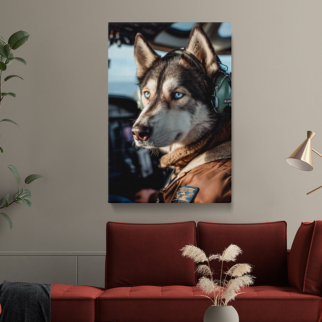 Husky Pilot Portrait Canvas Prints Artesty