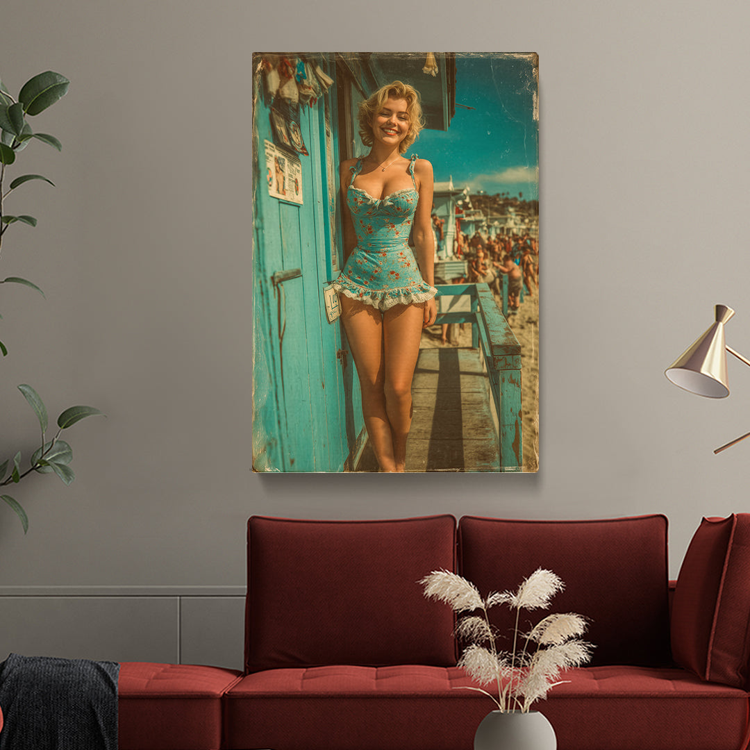 Sunny Vintage Pin-Up Girl Canvas Prints Artesty