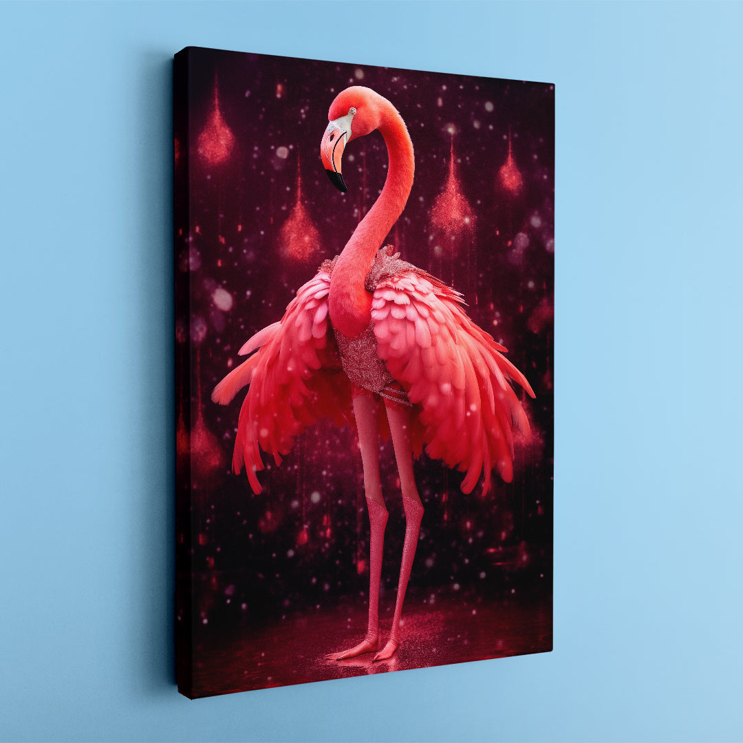 Flamingo in Sparkling Dress Canvas Prints Artesty