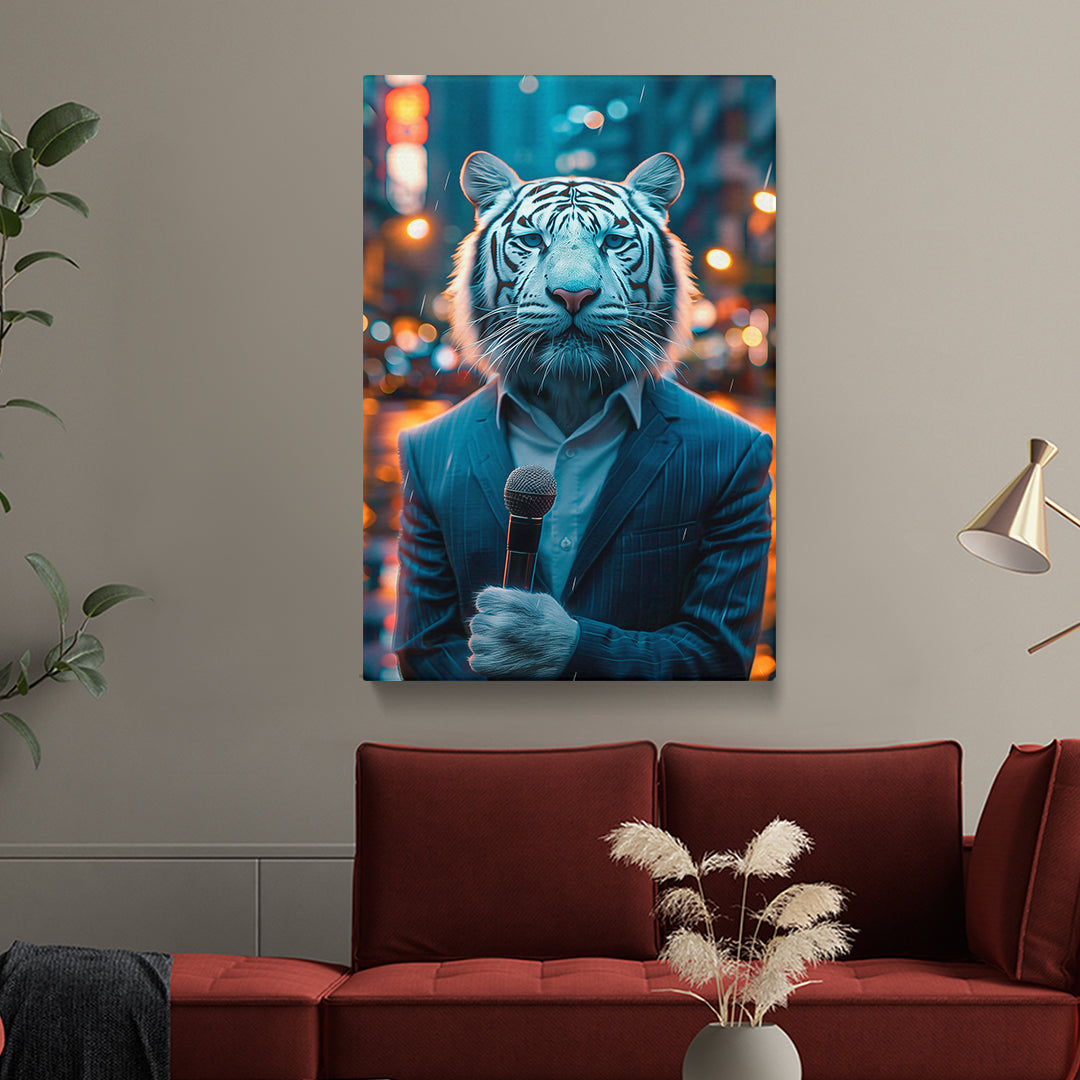 White Tiger News Reporter Canvas Prints Artesty