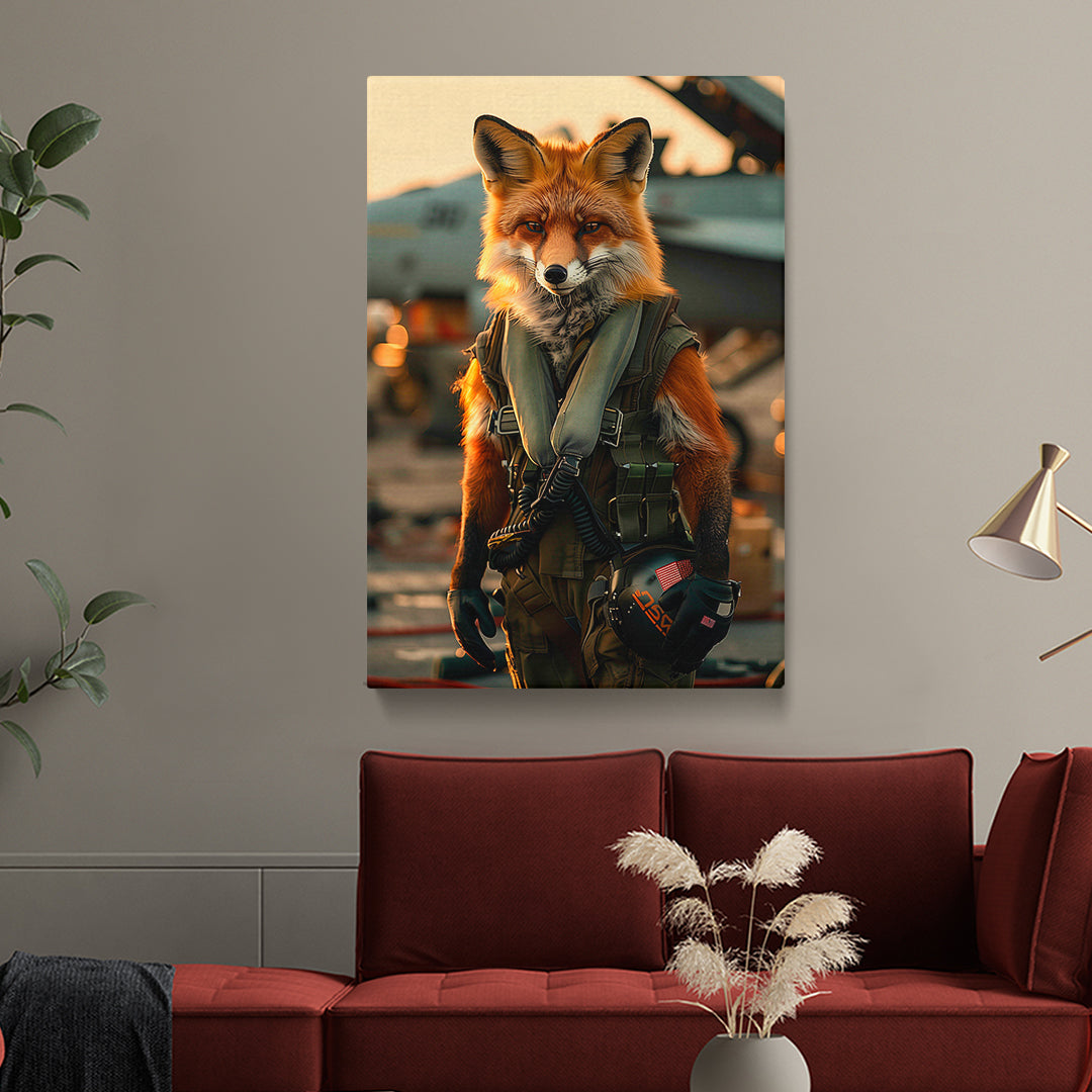 Aviation Fox Pilot Canvas Prints Artesty 1 Panel 16"x24"