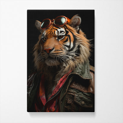 Stylish Tiger in Aviator Glasses, Jungle Animal Artwork Abstract Art Print Artesty   