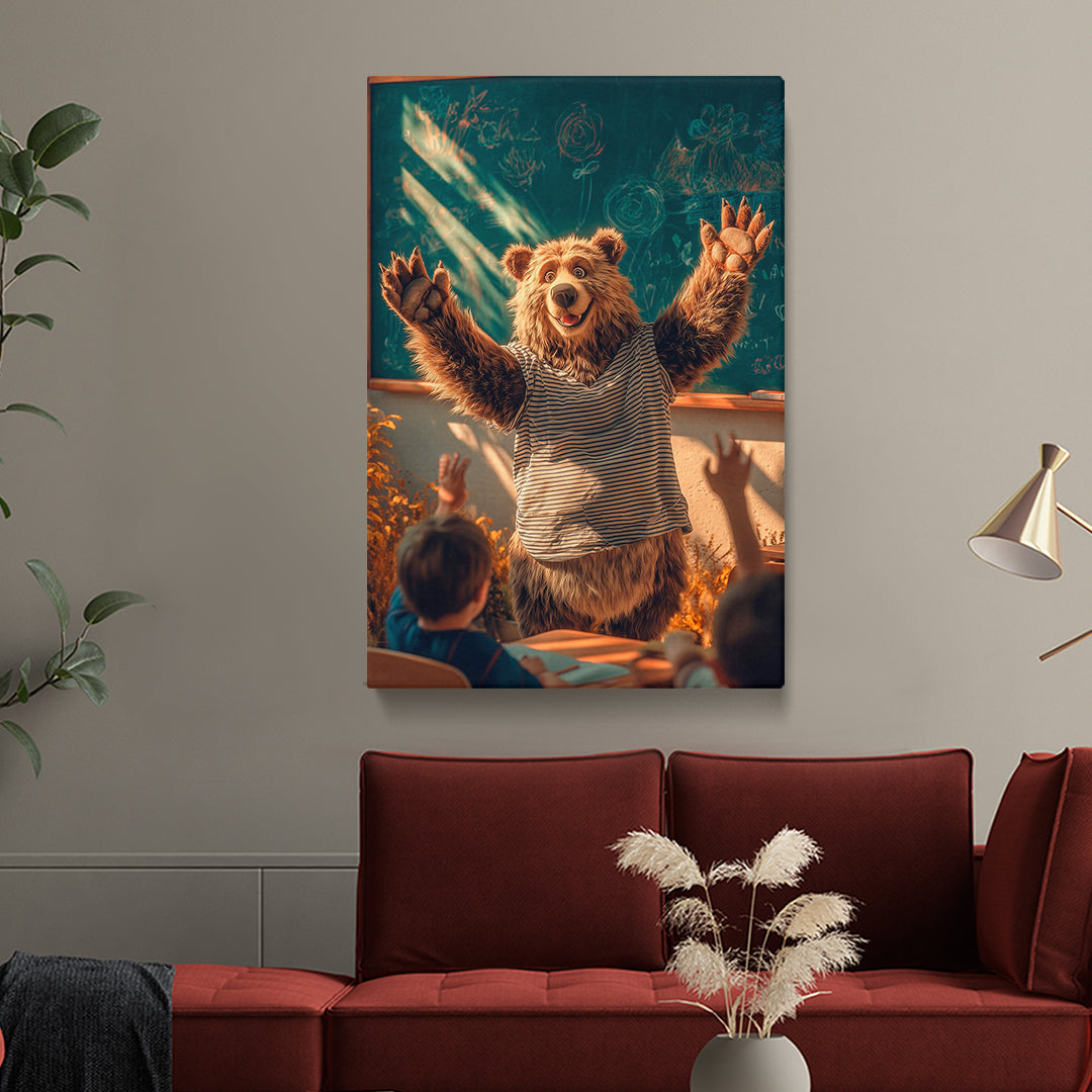 Playful Bear Teacher Canvas Prints Artesty 1 Panel 16"x24"