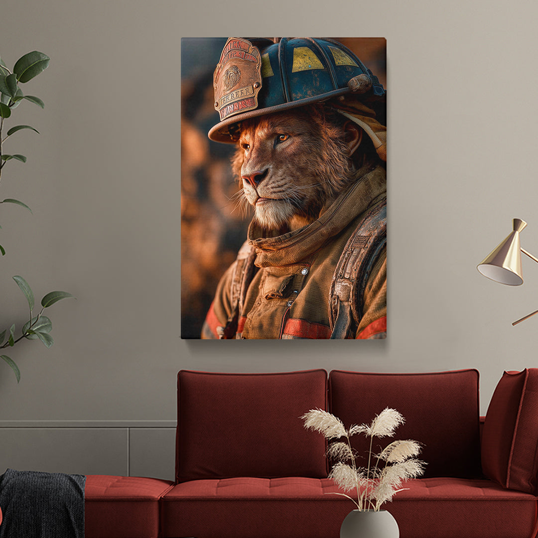 Lion Firefighter Canvas Prints Artesty 1 Panel 16"x24"