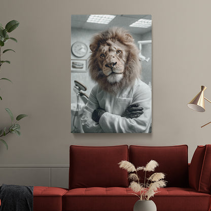 Lion Dressed as Dentist Canvas Prints Artesty