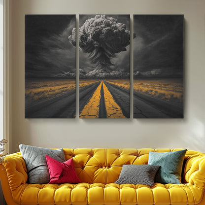 Cracked Road and Tornado Animals Canvas Print Artesty 3 panels 36" x 24"