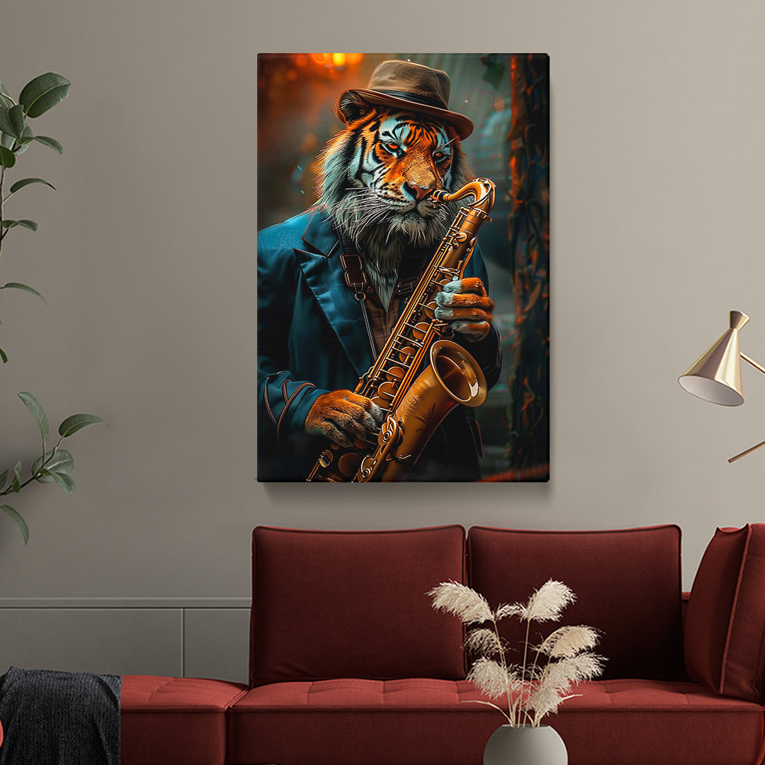 Tiger Playing Saxophone Canvas Prints Artesty