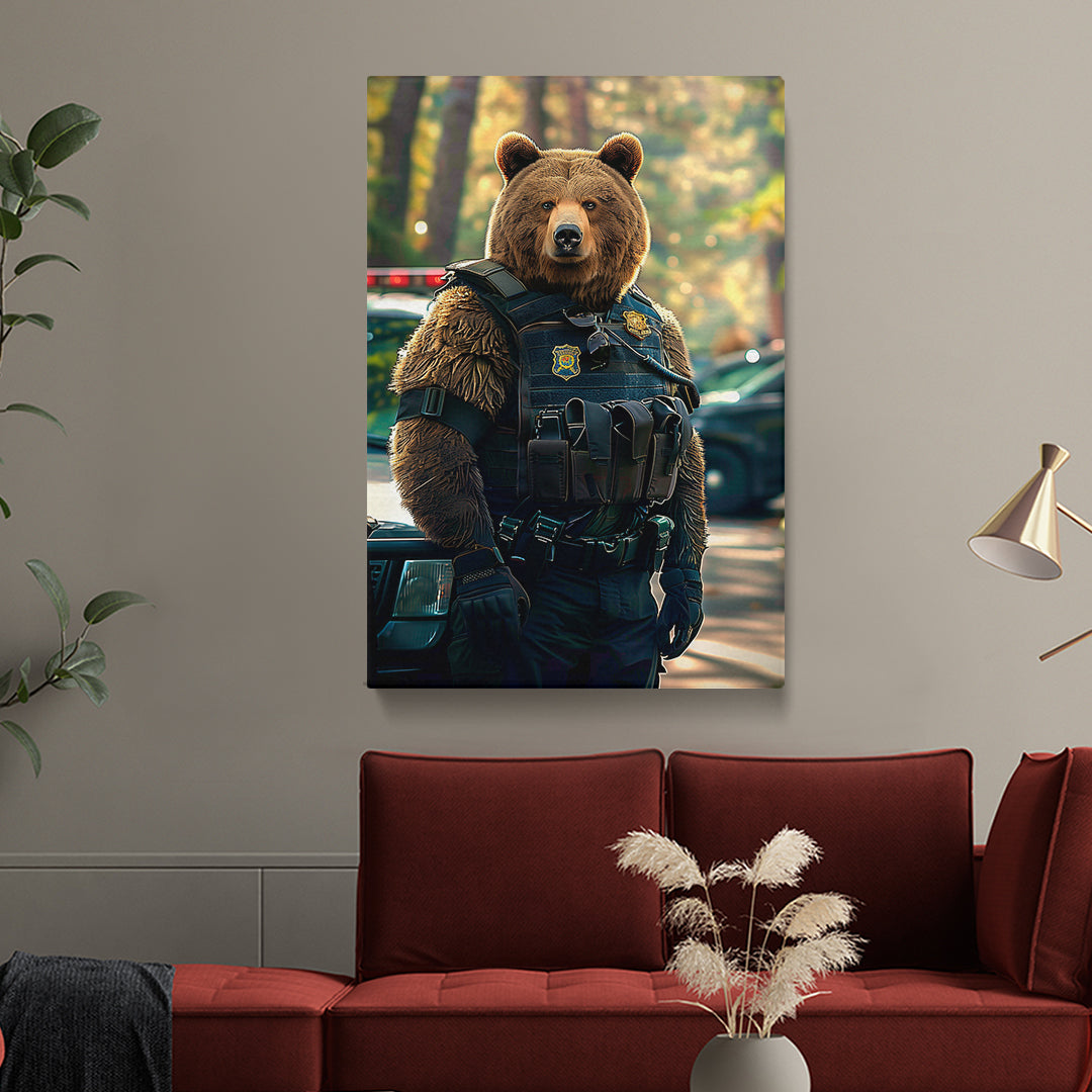 Grizzly Bear Police Officer Canvas Prints Artesty