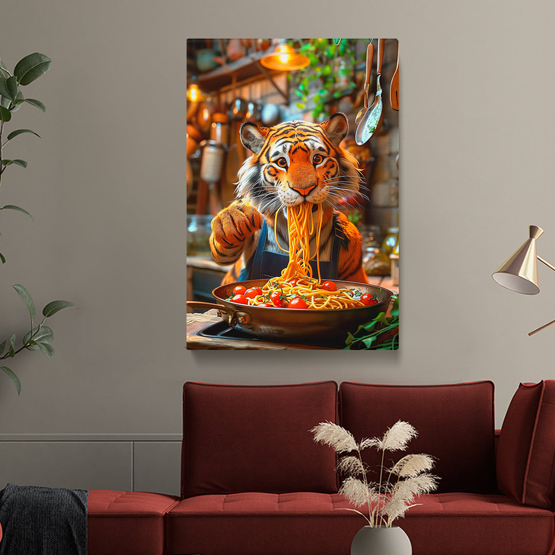 Funny Tiger Eating Cherry Tomato Spaghetti Canvas Prints Artesty