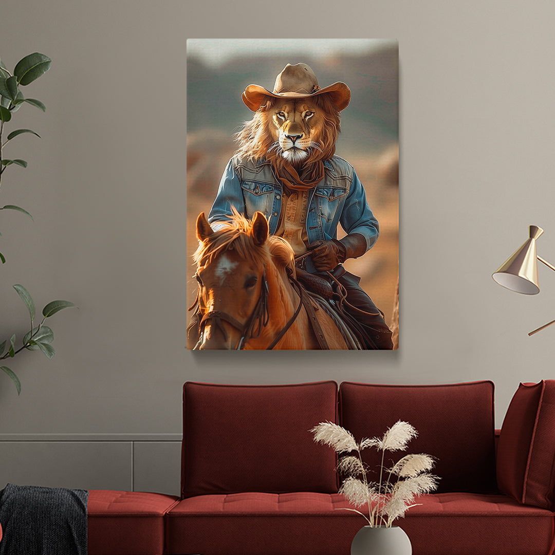 Lion Cowboy Riding Horse Canvas Prints Artesty