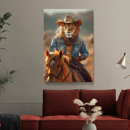 Lion Cowboy Riding Horse Canvas Prints Artesty
