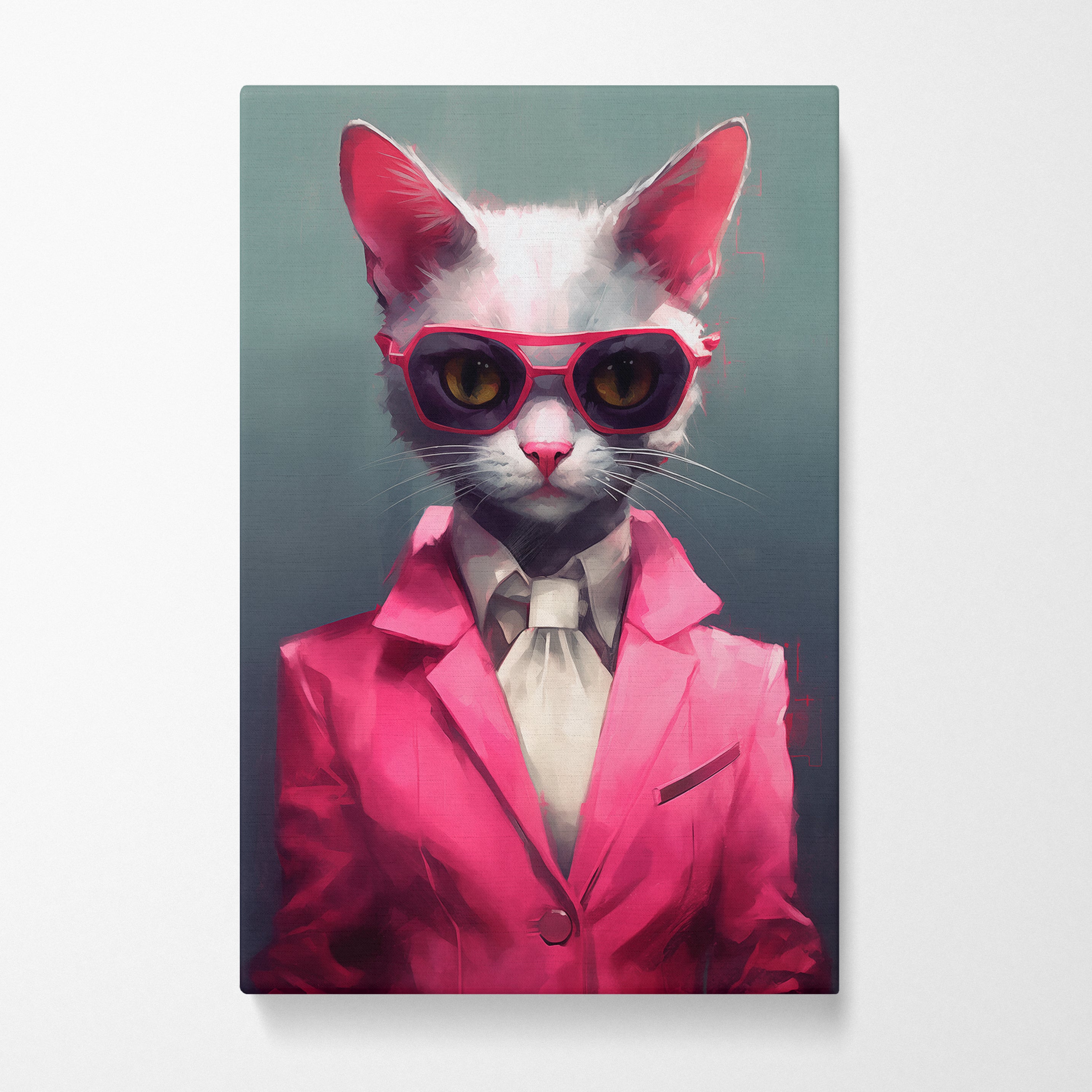 Chic Cat in Pink Suit Canvas Prints Artesty   