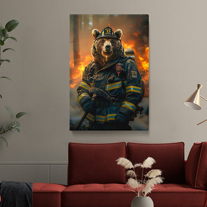 Bear Firefighter Canvas Prints Artesty