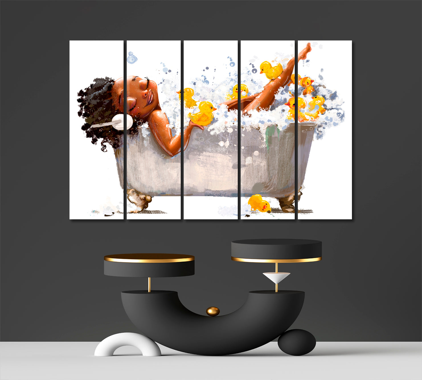 Lady In The Bathtub Bathroom Artesty 5 panels 36" x 24" 