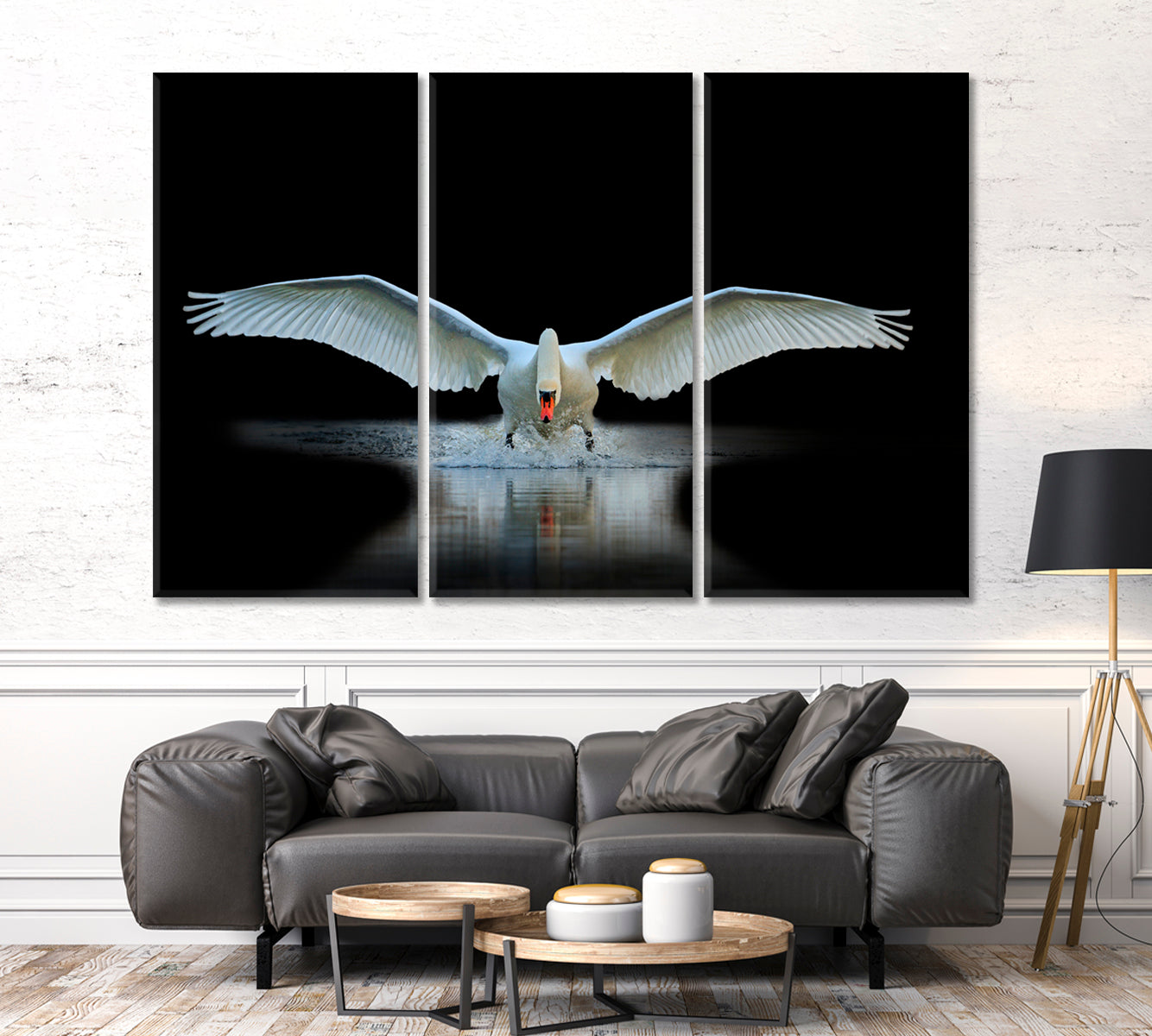 Swan With Open Wings Unique Moment Animals Canvas Print Artesty   