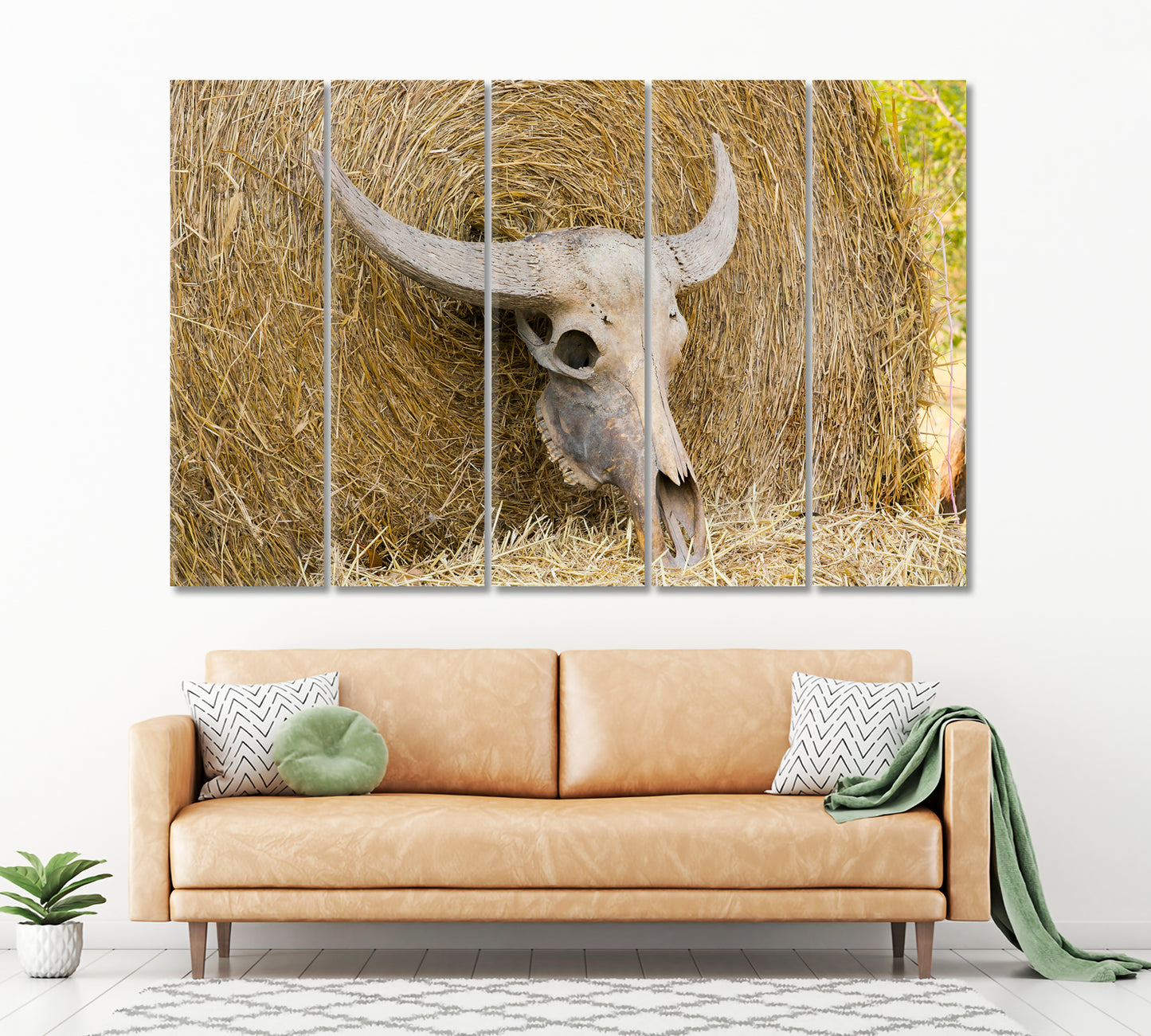 Cattle Cow Skull On Straw Animals Canvas Print Artesty   