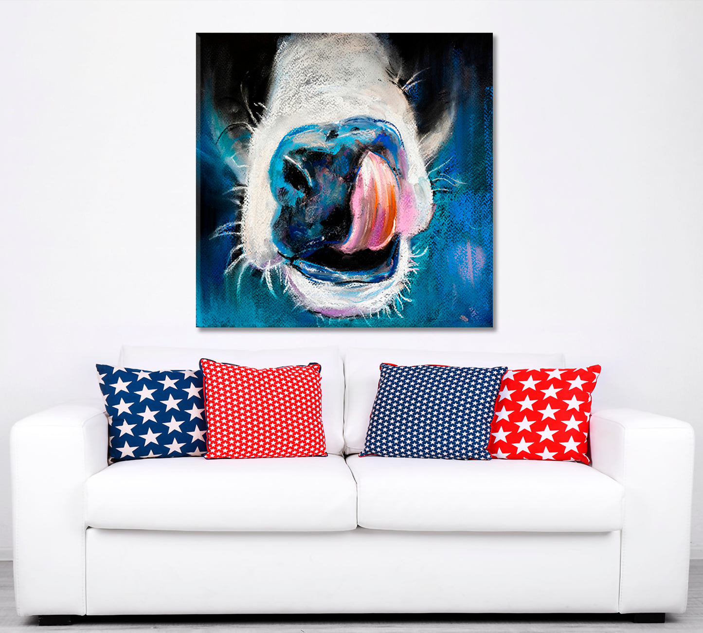 Funny Whimsical Animals Cow Sticking Tongue Out Animals Canvas Print Artesty   