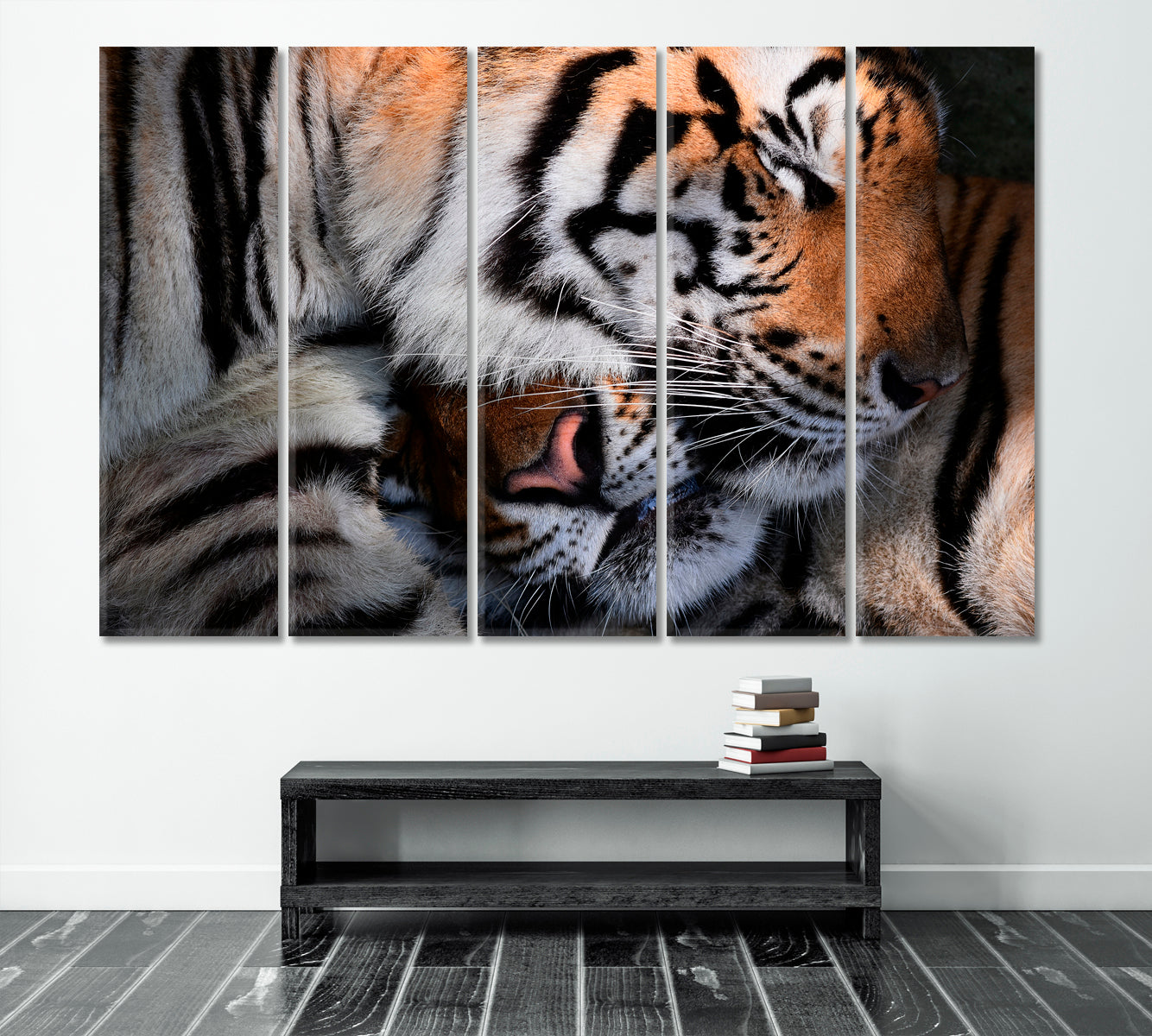 WILD LOVE Tiger Hug Animals Canvas Print Artesty 5 panels 36" x 24" 