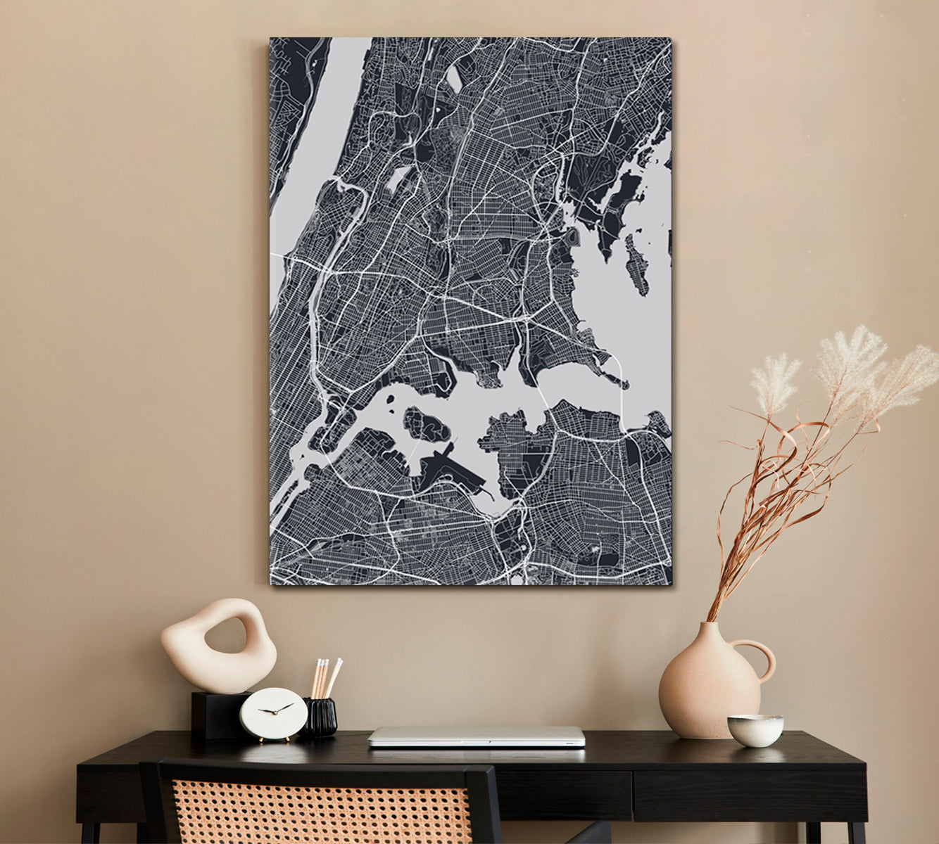 Detailed City Map NYC Suburb USA Maps Canvas Artwork Artesty   