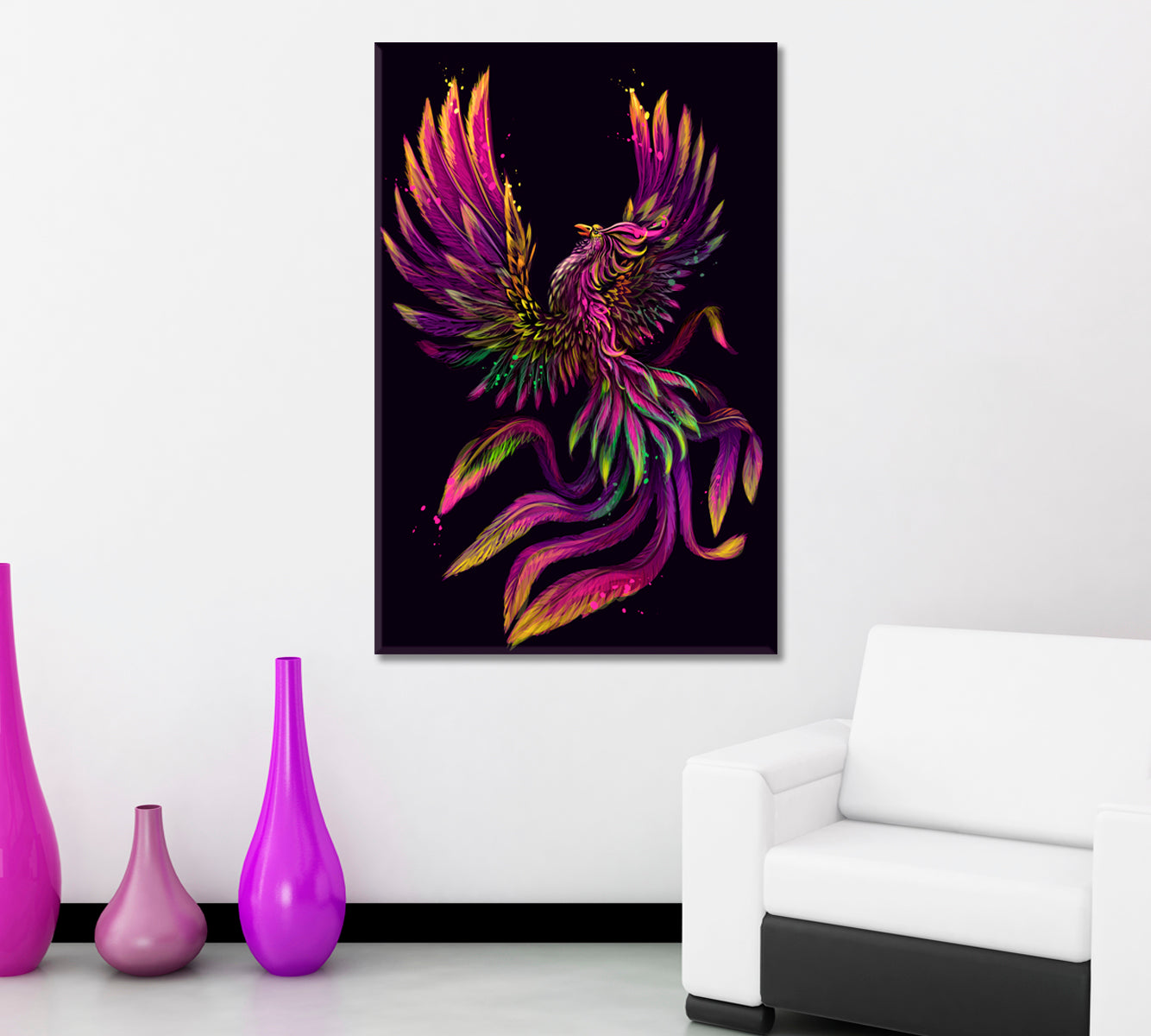 PHOENIX Neon Phoenix Bird Surreal Fantasy Large Art Print Décor Artesty   