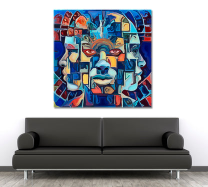 PRESENT PAST FUTURE Three Faces Abstract Art Print Artesty   